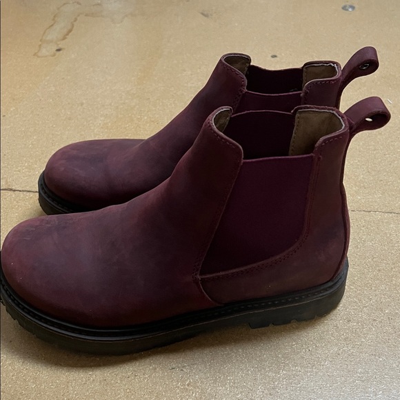 EUC Birkenstock Stalon Chelsea Boots Burgundy Nubuck leather size 38 - Picture 7 of 9